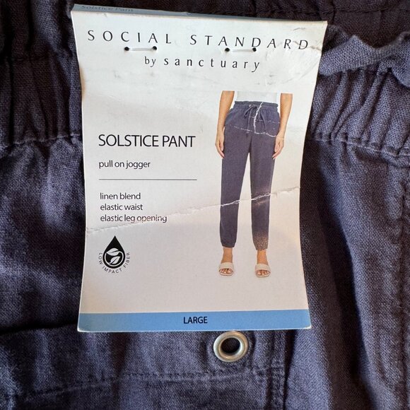 Social Standard Sanctuary Linen Jogger Pants Womens Size Large Blue Pull On New - Picture 6 of 13
